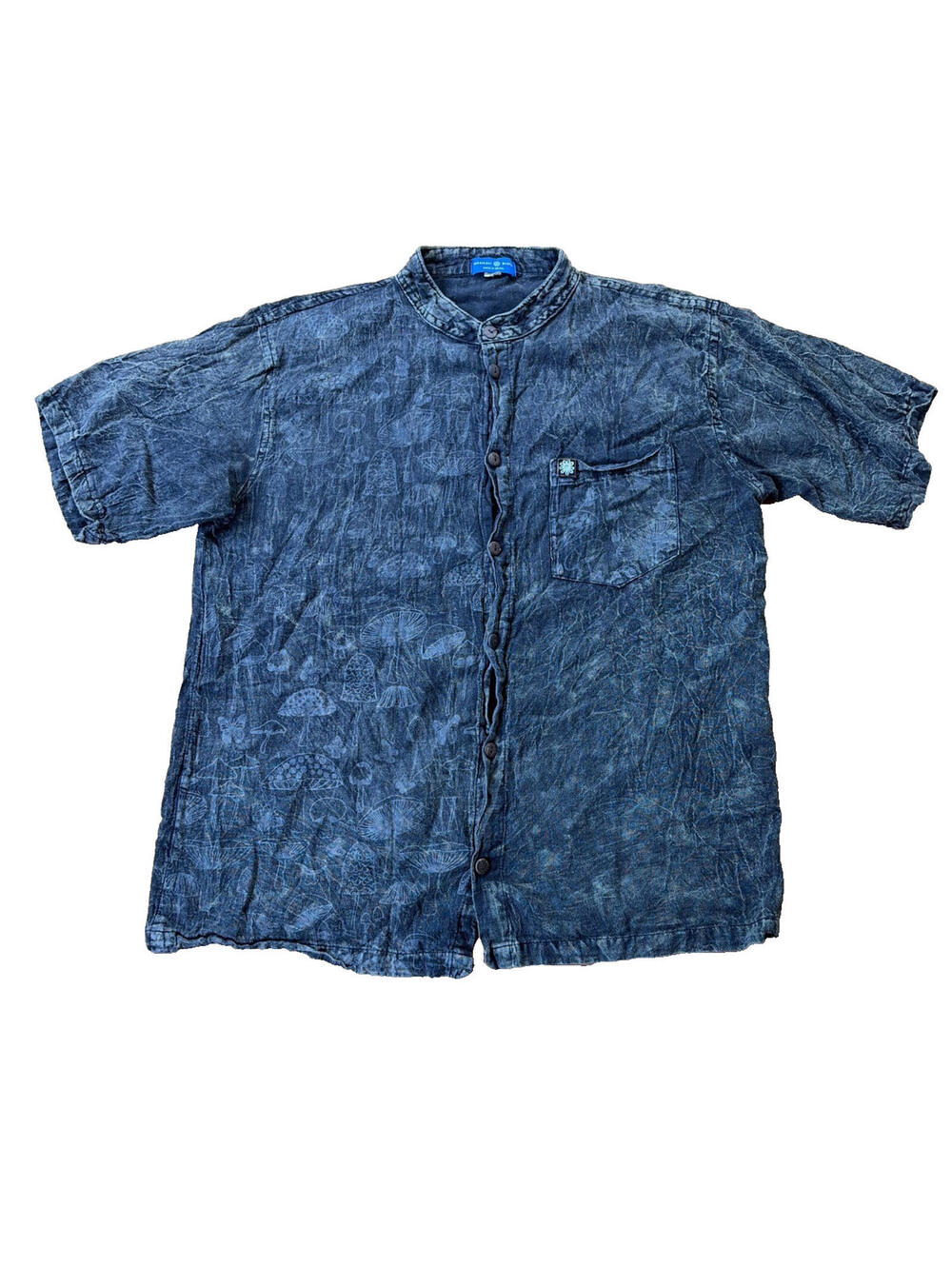 Black Mexacli Blue's Mushroom Linen Shirt In black Size XL